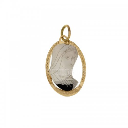 Pendant Our Lady of Medjugorje yellow and white gold 803321714774