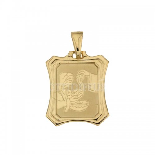 Yellow Gold Baptism Medal Pendant 803321714989