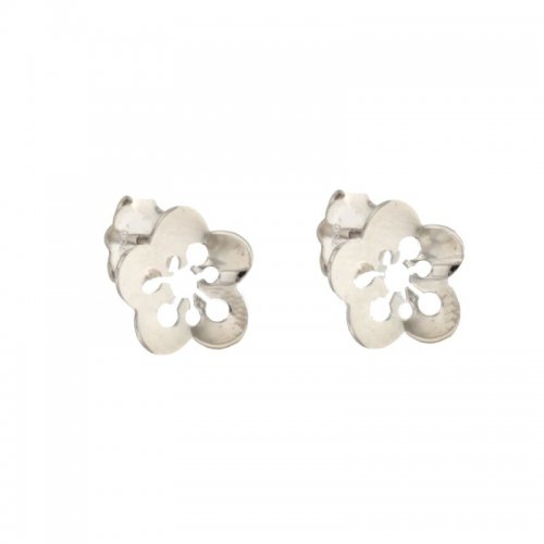 White Gold Flower Earrings 803321727168