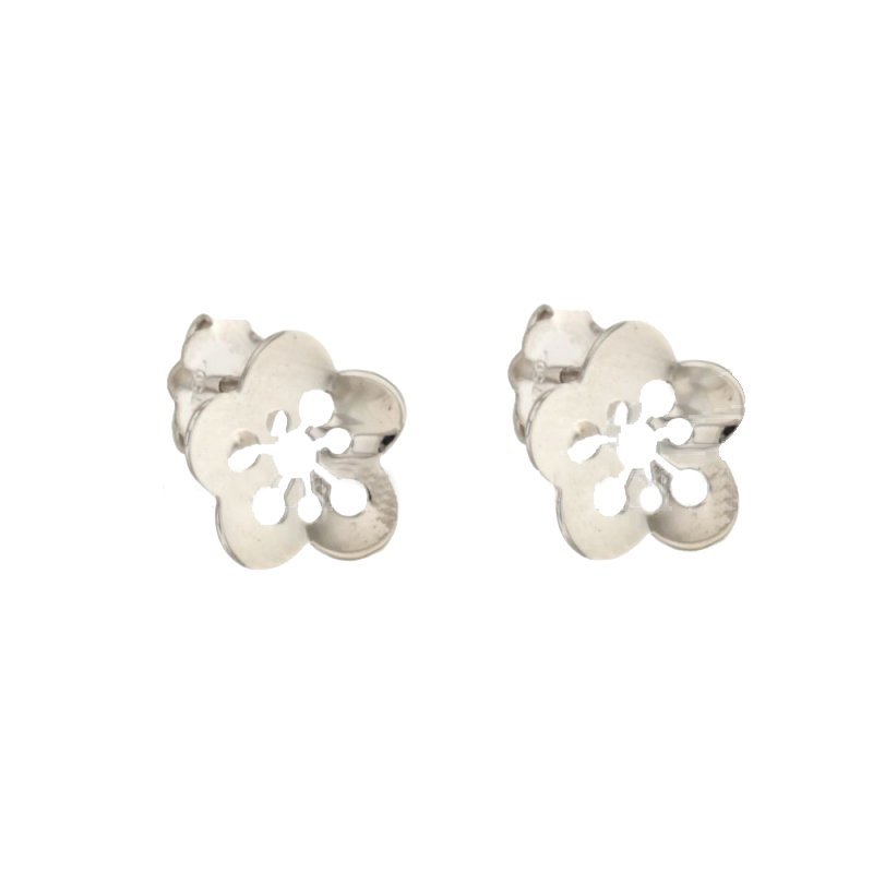 White Gold Flower Earrings 803321727168