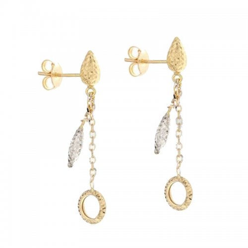 Women's Long Earrings in White and Yellow Gold 803321724321