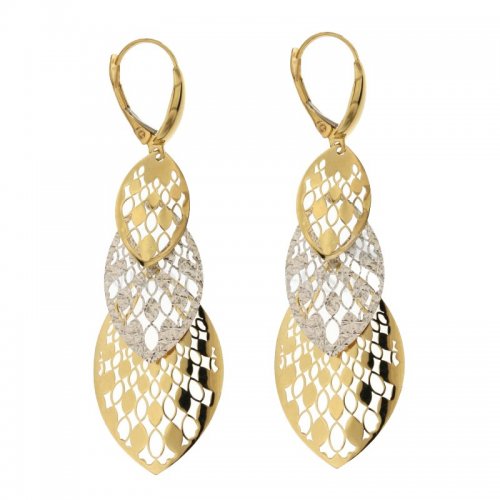 Women's Long Earrings in White and Yellow Gold 803321735389