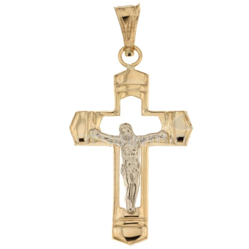 Croce da uomo in Oro Giallo e Bianco 803321708358