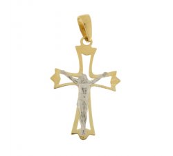 Yellow and White Gold Men's Cross 803321713985