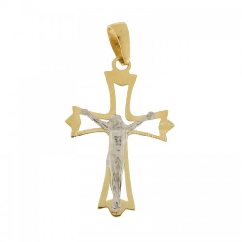 Yellow and White Gold Men's Cross 803321713985