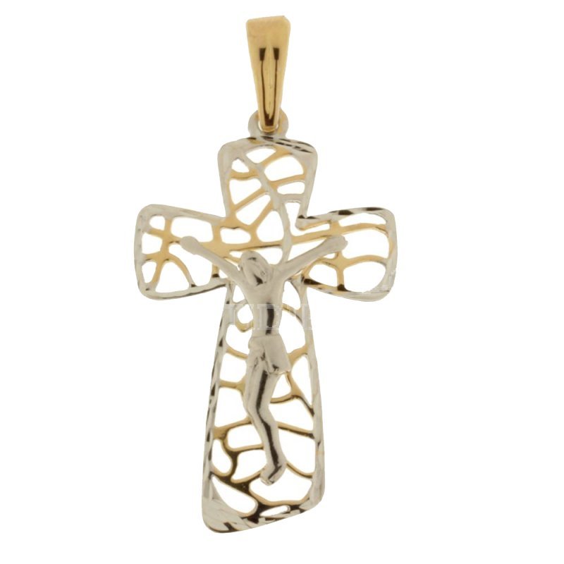 Croce da donna in Oro Giallo e Bianco 803321714303