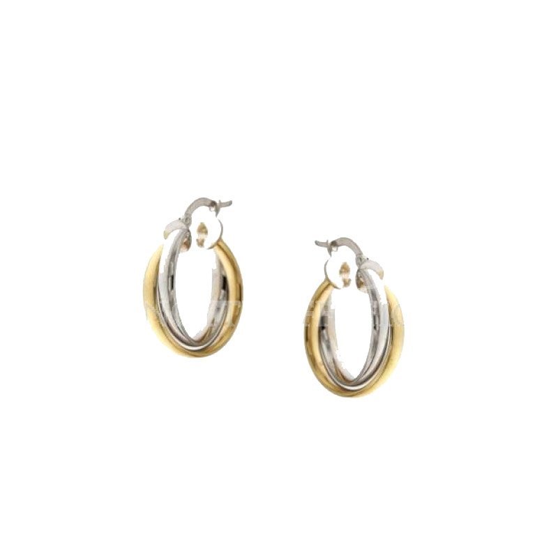 Women's Hoop Earrings White and Yellow Gold 803321728373