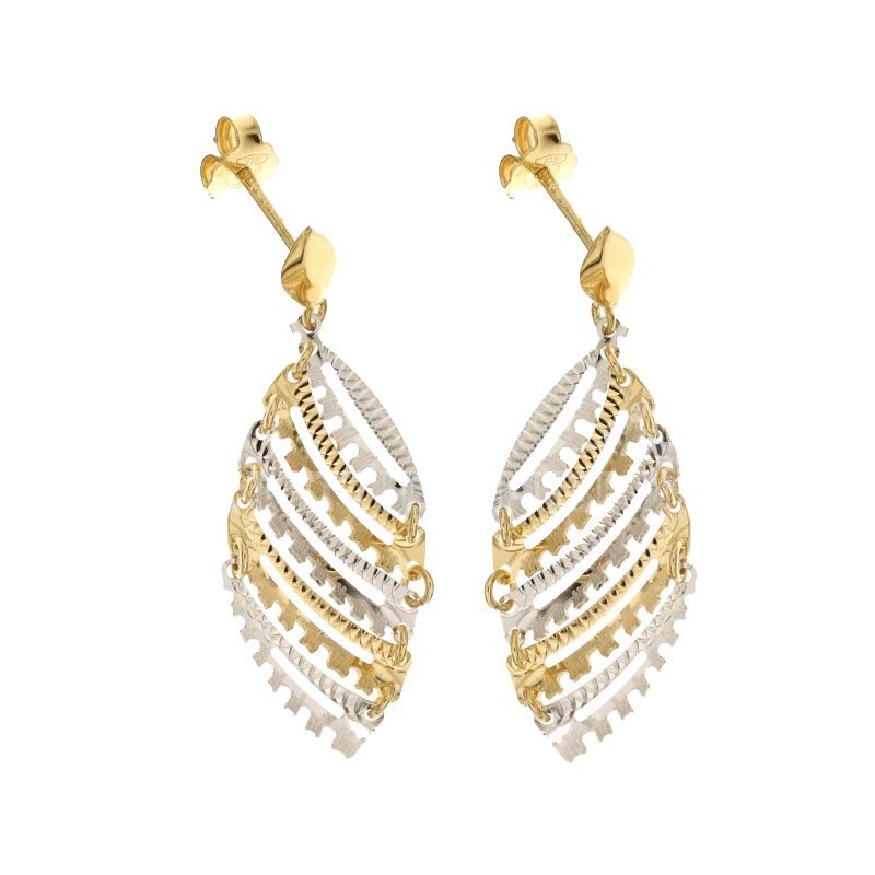Women's Long Earrings in White and Yellow Gold 803321736172