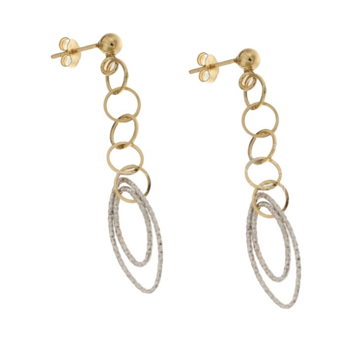 Orecchini Lunghi Donna in Oro Bianco e Giallo 803321729140