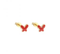 Yellow gold butterfly girl earrings 803321711127