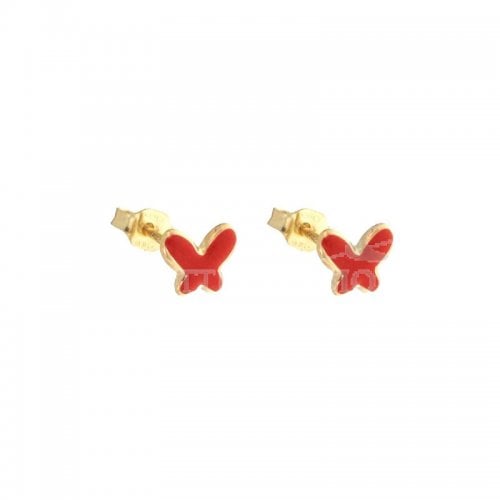 Yellow gold butterfly girl earrings 803321711127