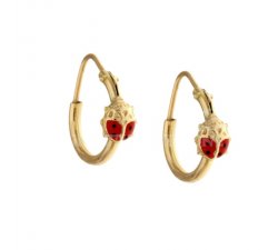 Yellow Gold Ladybug Girl Earrings 803321702876