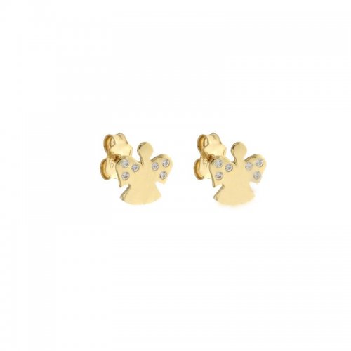 Yellow gold women's earrings with angels 803321716554
