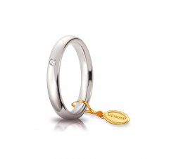 Unoaerre Komfortabler Ehering 3,5 mm Weißgold mit Diamant