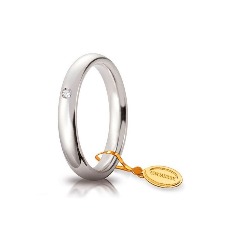 Fede Nuziale Unoaerre Comoda 3 5 mm Oro bianco con diamante