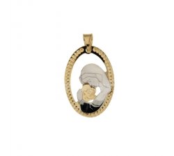 Medaglia Madonna con bambino Oro Giallo e Bianco 803321713079