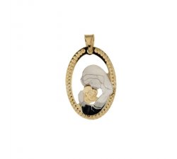 Yellow and White Gold Madonna with Child Medal 803321713079