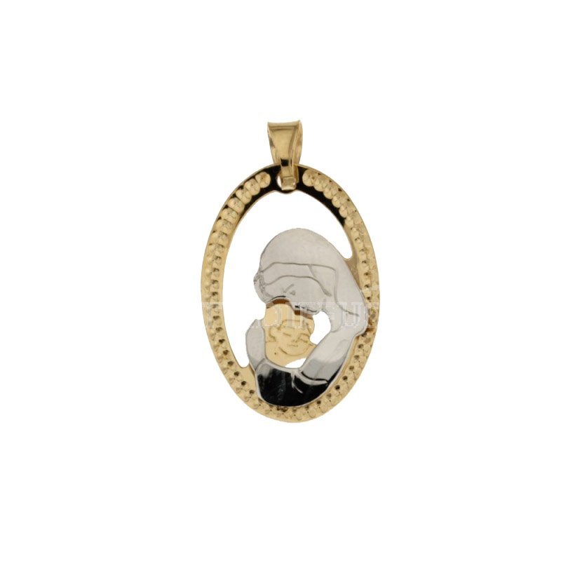 Yellow and White Gold Madonna with Child Medal 803321713079