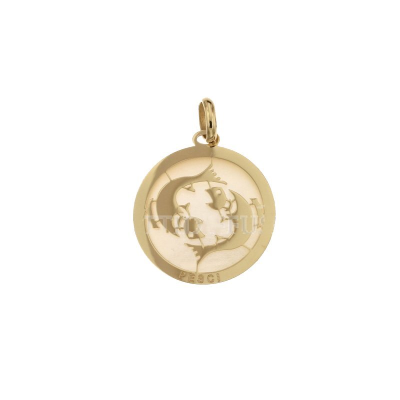 Pisces Zodiac Sign Pendant in Yellow Gold 803321733012