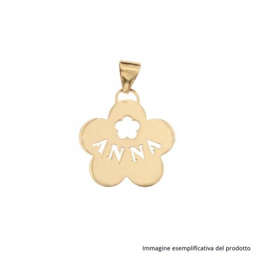 Yellow Gold Flower Pendant Customizable Name 803321732818