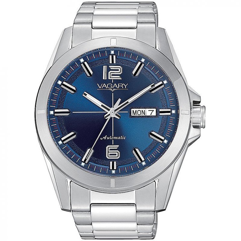 Vagary By Citizen Orologio Uomo Automatico Gear Matic - Quadrante Blu Ghiera Girevole - Acciaio 43mm Ref. IX3-416-71