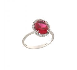 Woman Ring White Gold Red Stone 803321723588