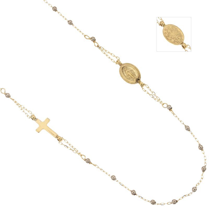 Rosary Necklace in White and Yellow Gold 803321734908