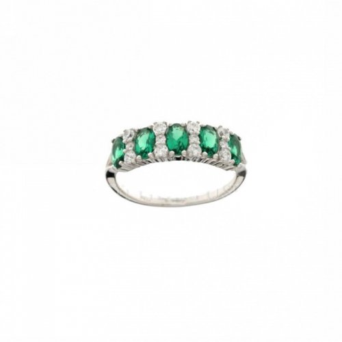 Woman Ring White Gold Green Stone 803321713729