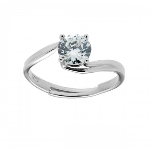 Solitaire Ring in 925 Silver with White Stone 11834