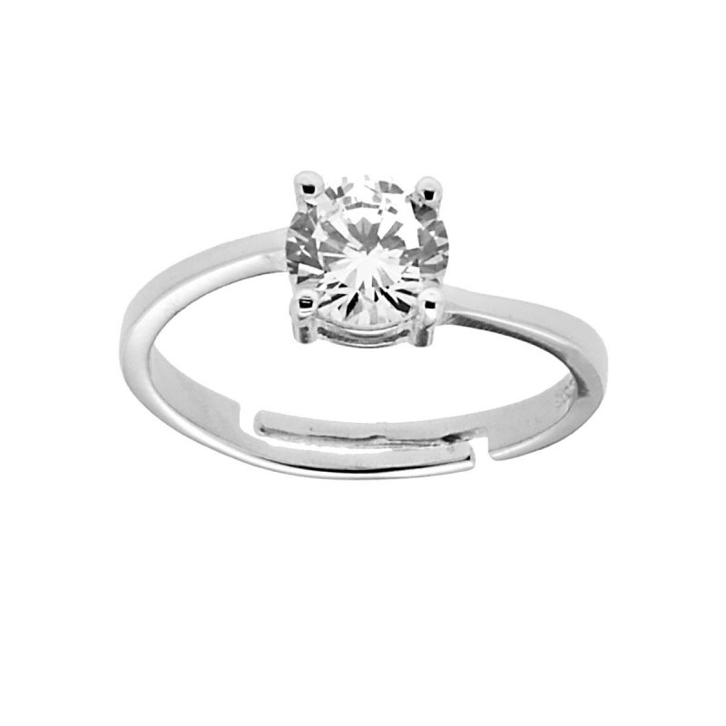 Solitaire ring in 925 silver with white stone 8755